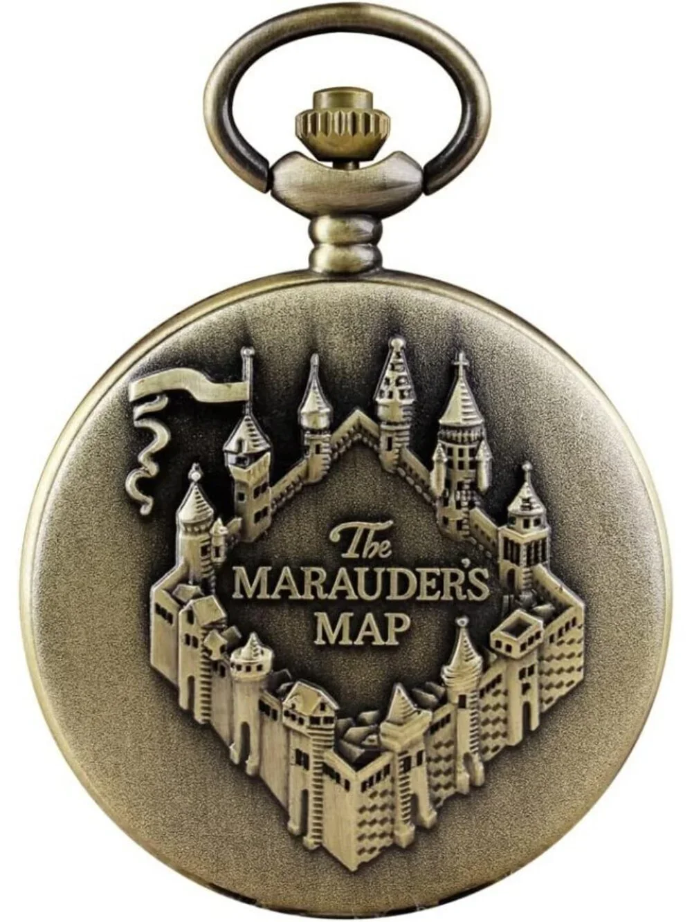 Men's Brown Analog Quartz Map Shape Pendant Necklace Round Case Pocket Watch